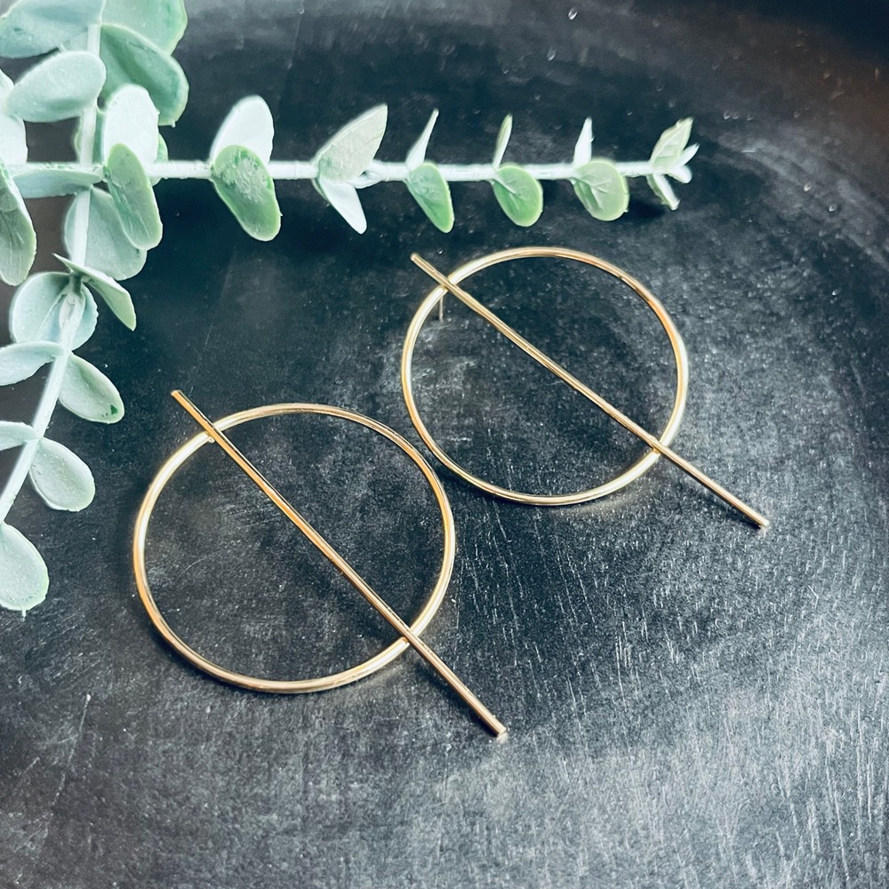 Moon Goddess Earrings | Gold Toned‎ Circle Minimalist | Witchy Jewelry Gift